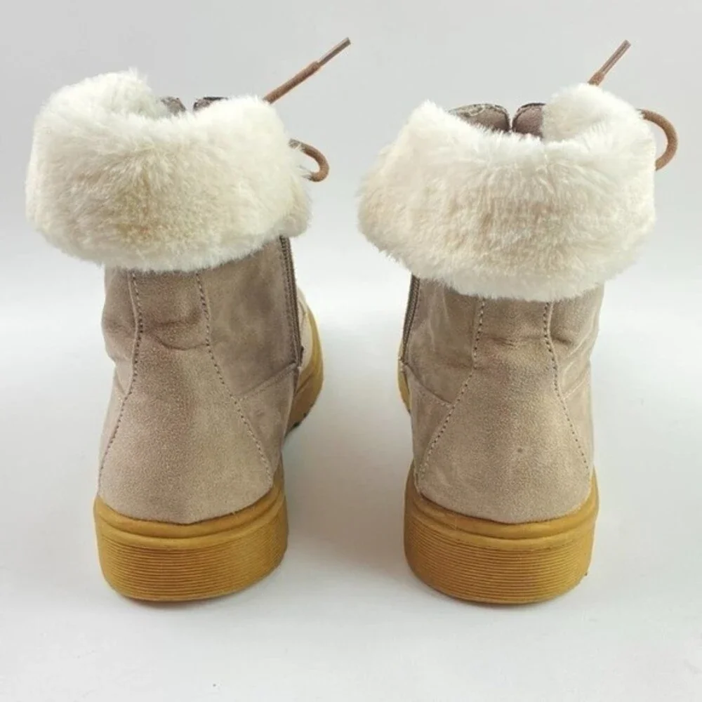 Gap Ankle Combat Boots Girls Size 4 Faux Fur Zip Up Casual Outdoors